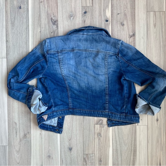 Guess Classic Distressed Crop Jean Jacket Y2K women’s size medium - Picture 11 of 11